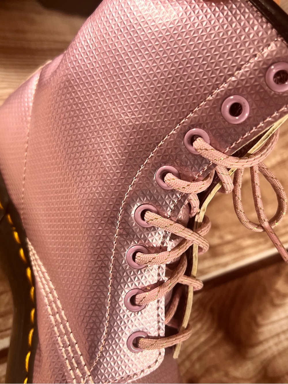 Dr. Martens Metallic Pink Lace-Up Women's Boots - Picture 12 of 13